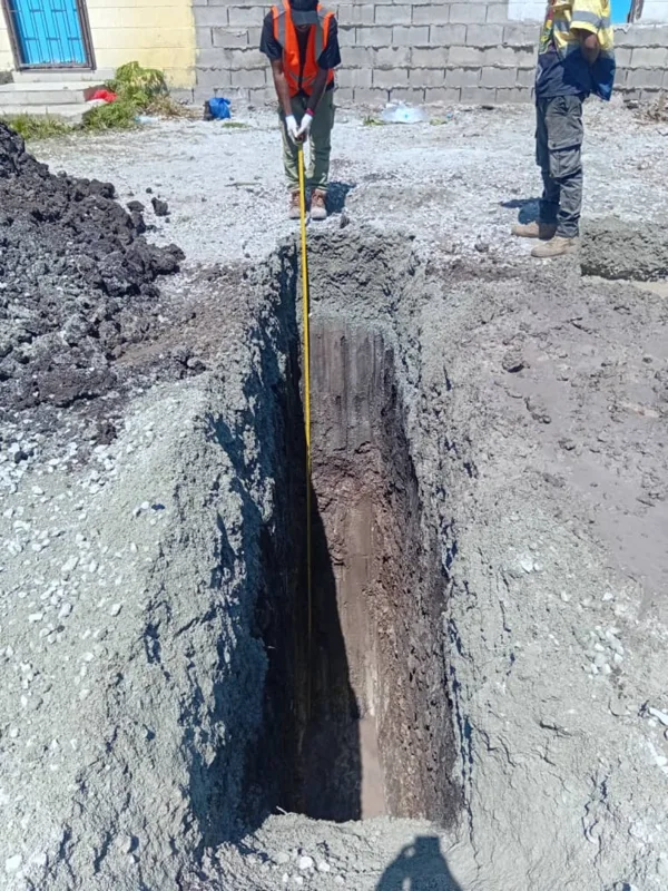 Measuring the test-pit excavation